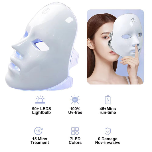 LED Facial Mask Therapy Face Skin Care Mask Anti Acne Therapy Skin Rejuvenation Wrinkle Removal Face Beauty Mask